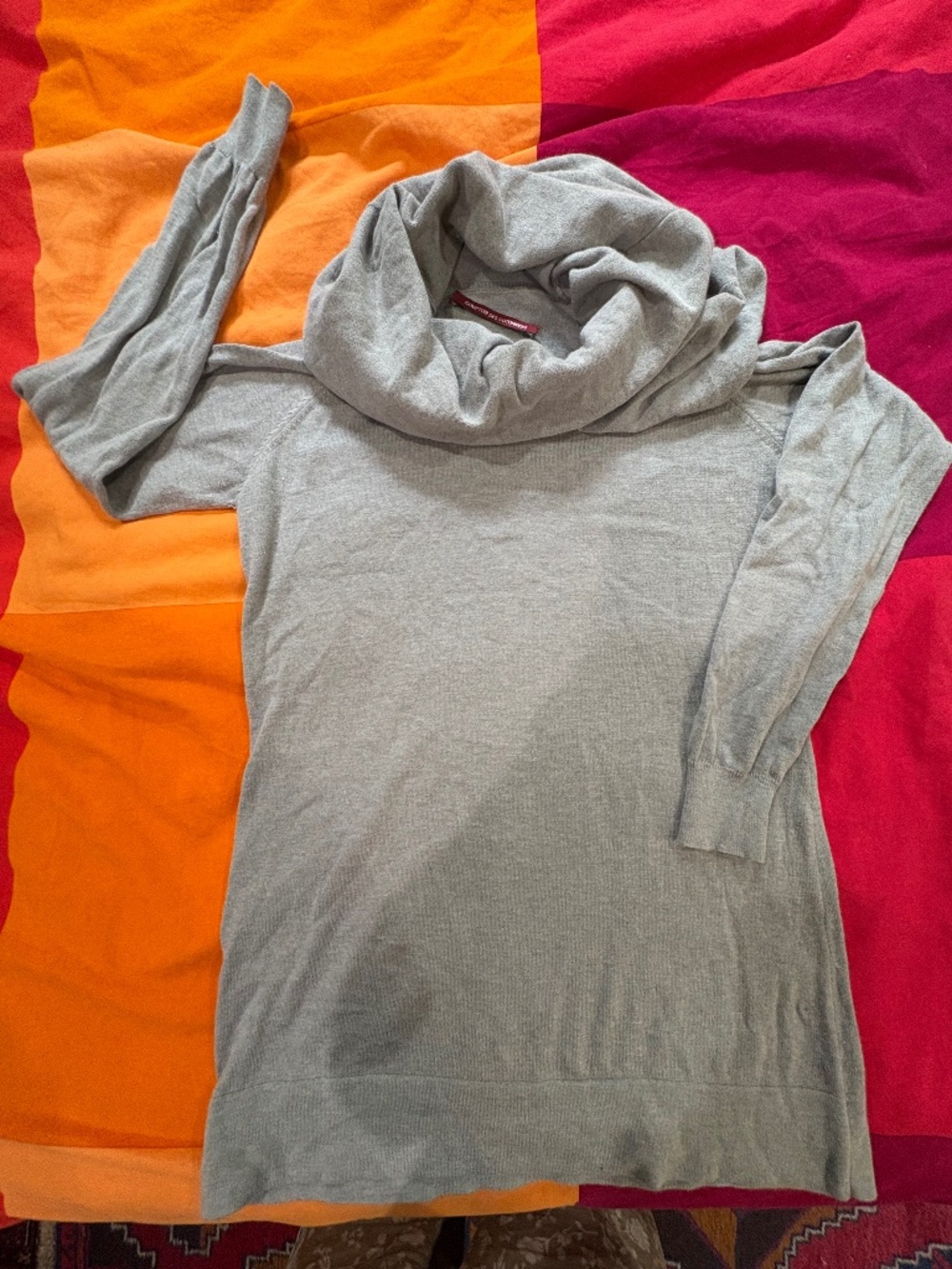Comptoir des Cotonniers Gray Cowl Neck Sweater Cotton Angora Blend Size M
